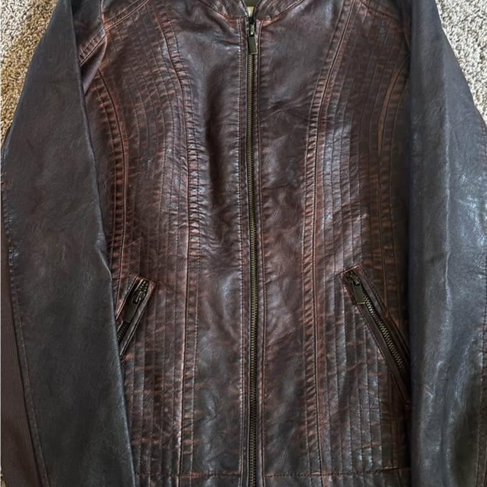 Maurices Brown Leather Motorcycle Jacket
